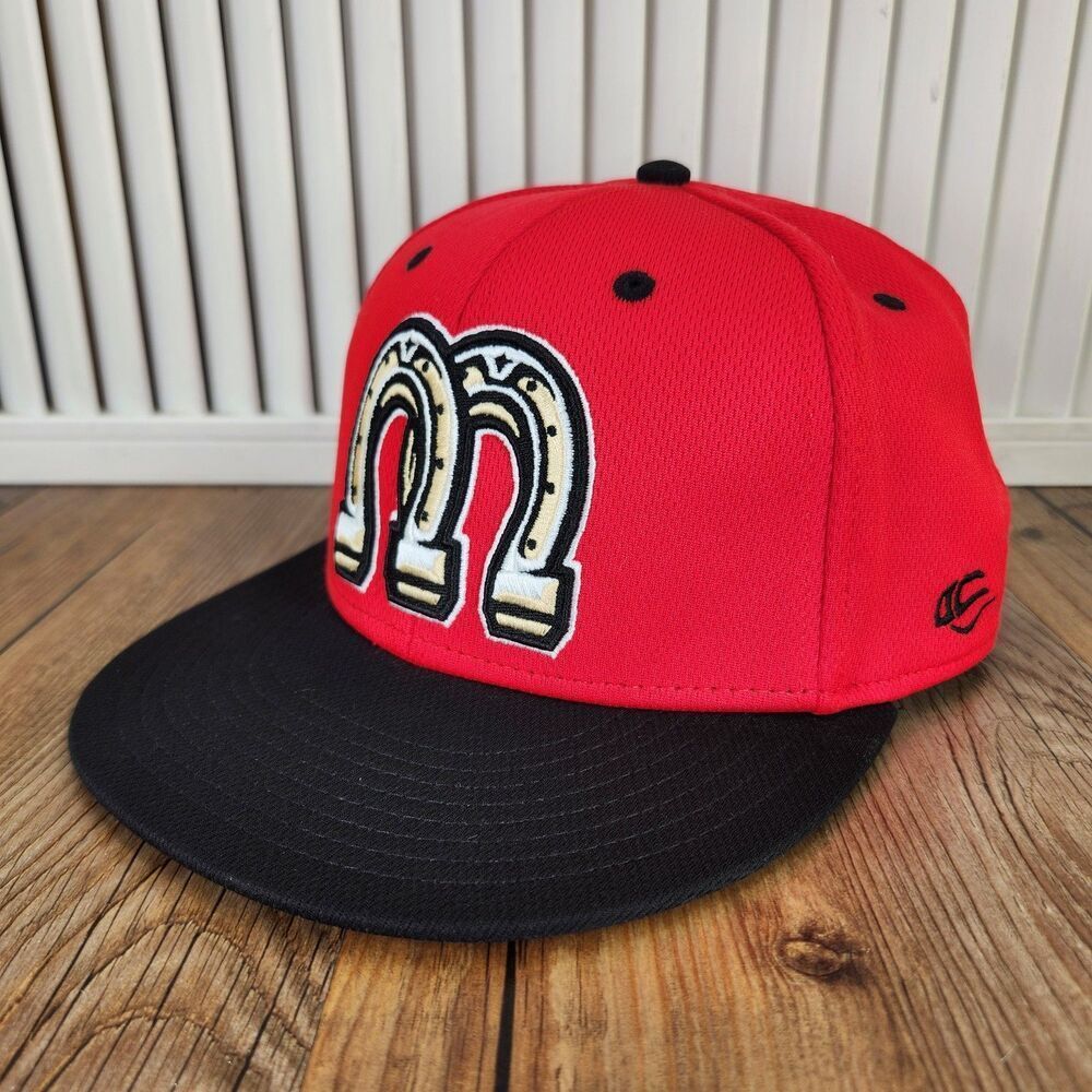 Billings Mustangs Pioneer League OC Sports Sz 7 3/8 Hat Cap Red Black Horseshoe